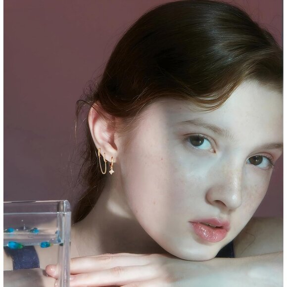 3-4 Hole Cartilage Stud Earrings Set for Women Dainty Gold Earrings 14k Gold - Picture 4 of 7